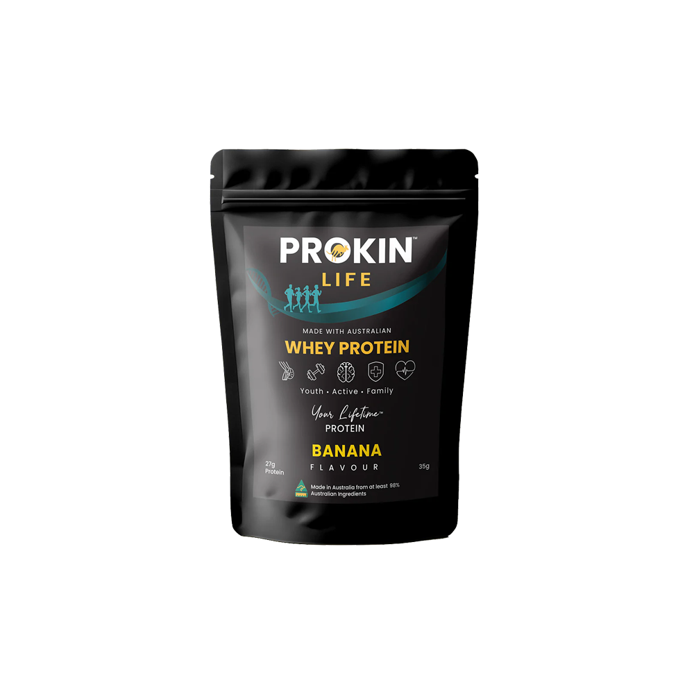 Prokin Life banana whey protein powder for strength and fitness